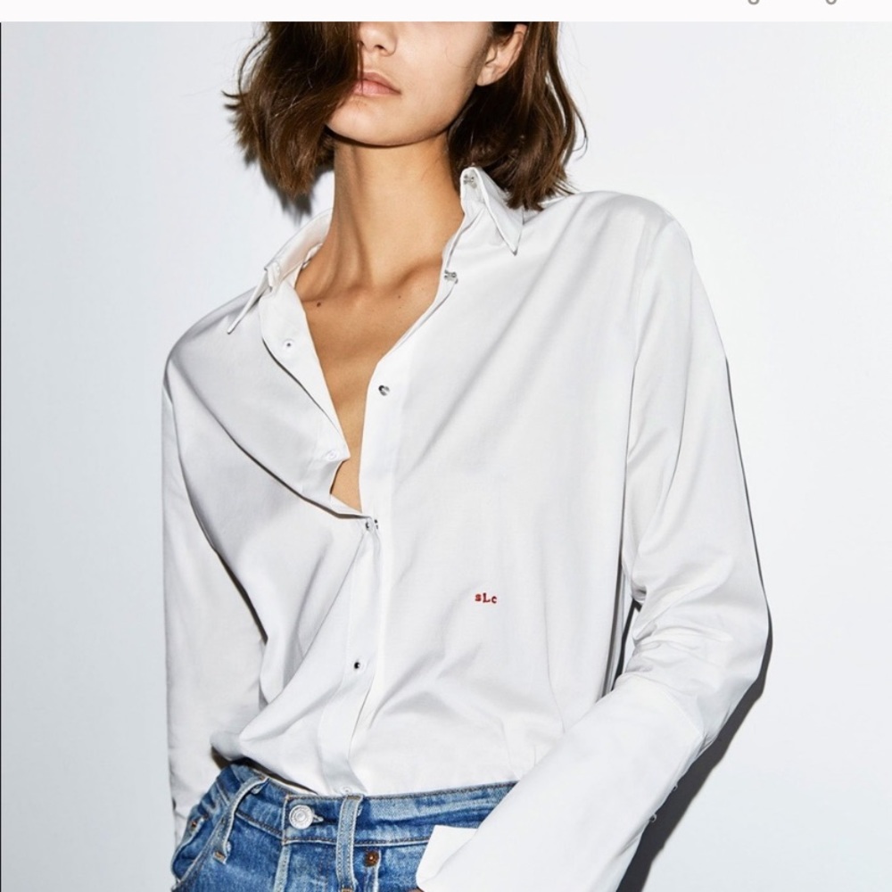 Misha Nonoo Husband Shirt White Medium with heart